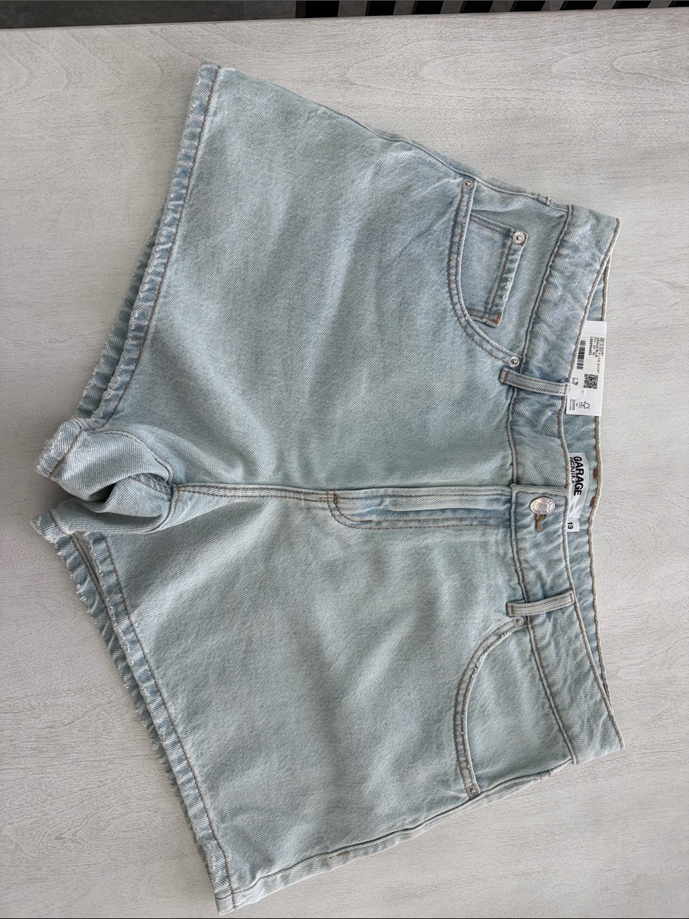 Garage Light Wash Denim Shorts - Pale Blue
